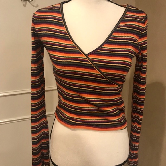 Striped Urban Outfitters v-neck top - Picture 1 of 3